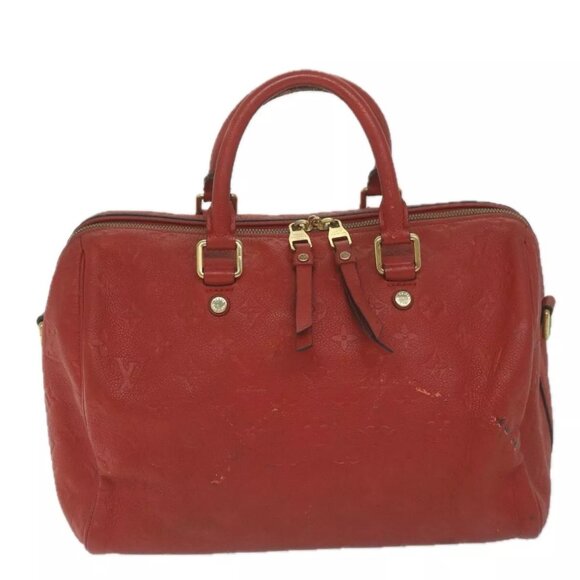 LOUIS VUITTON Monogram Empreinte Speedy Bandouliere 30 Bag 2way Red - Picture 2 of 13